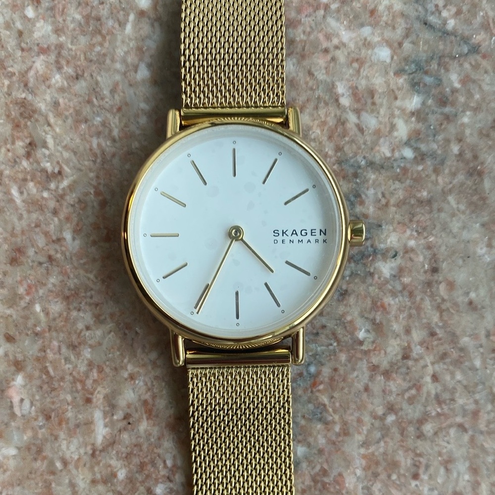 NWOT Skagen Gold Tone Mesh Watch Elegant Design